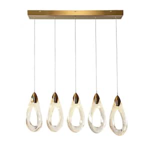 Eclinataric 5-Light Dimmable Integrated LED Plating Brass Chandelier with Resin Decorations
