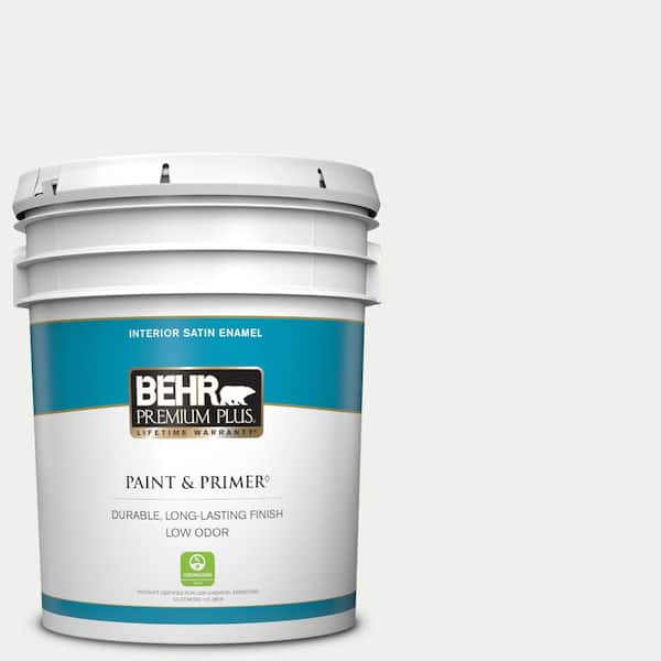 BEHR PREMIUM PLUS 5 gal. #57 Frost Satin Enamel Low Odor Interior Paint & Primer