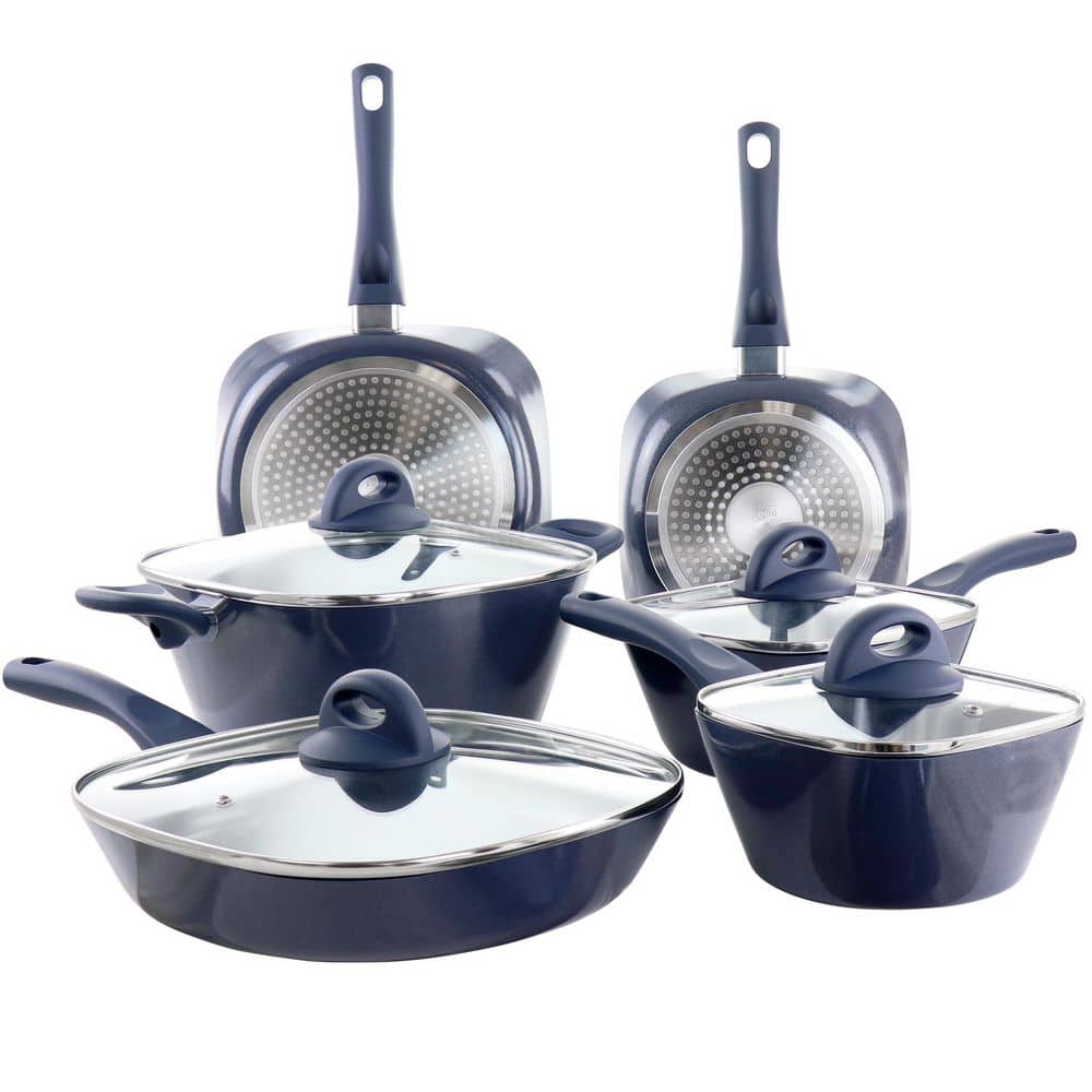 Blue Diamond Cookware and Bakeware 20pc Set, Cookware Set, Pots & Pans Set,  Pink 