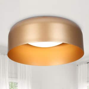 14 in. Dark Gold Integrated LED Flush Mount Lighting, Aluminum Round Ceiling Light, Modern Light Fixture for Hallways