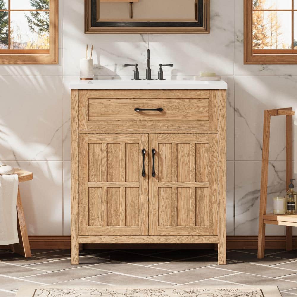"30"" Bathroom Vanity with Resin Sink, Solid Wood Frame & Organizers" price history on PriceWatchPro