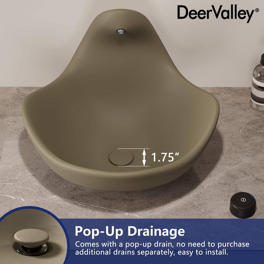 Taupe Clay Artistic Concrete Vessel Sink with Built-In Faucet