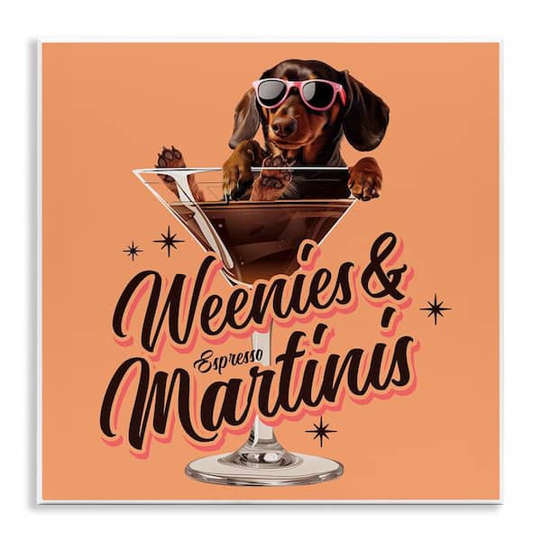 Stupell Industries Weenie's and Espresso Martinis by Jim Baldwin Unframed Animal Graphic Art Print 12 in. x 12 in.