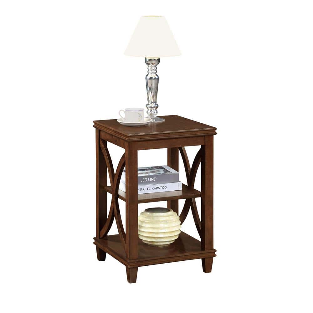 Espresso Oak Veneer 24" Transitional End Table with Shelves