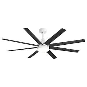 Archer 65 in. Integrated LED Indoor Black-Blades White Ceiling Fans with Light and Remote Control Included