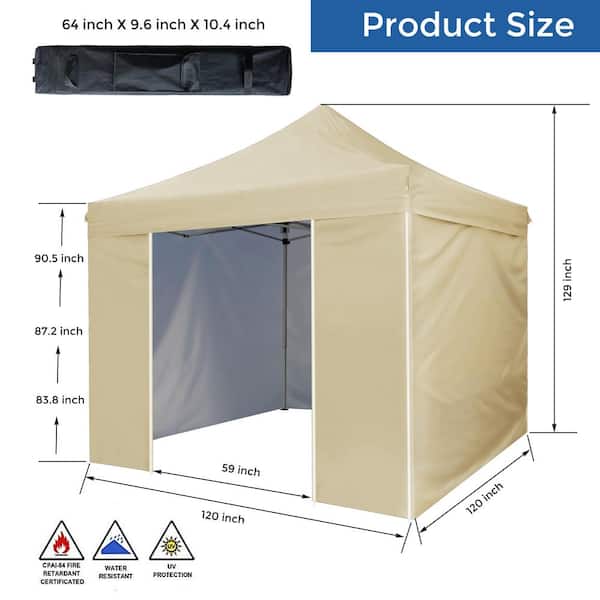 LAUREL CANYON 10 ft. x 10 ft. White Commercial Pop Up Canopy Tent  Waterproof & UV Protection HD-LC-10SDWHI - The Home Depot