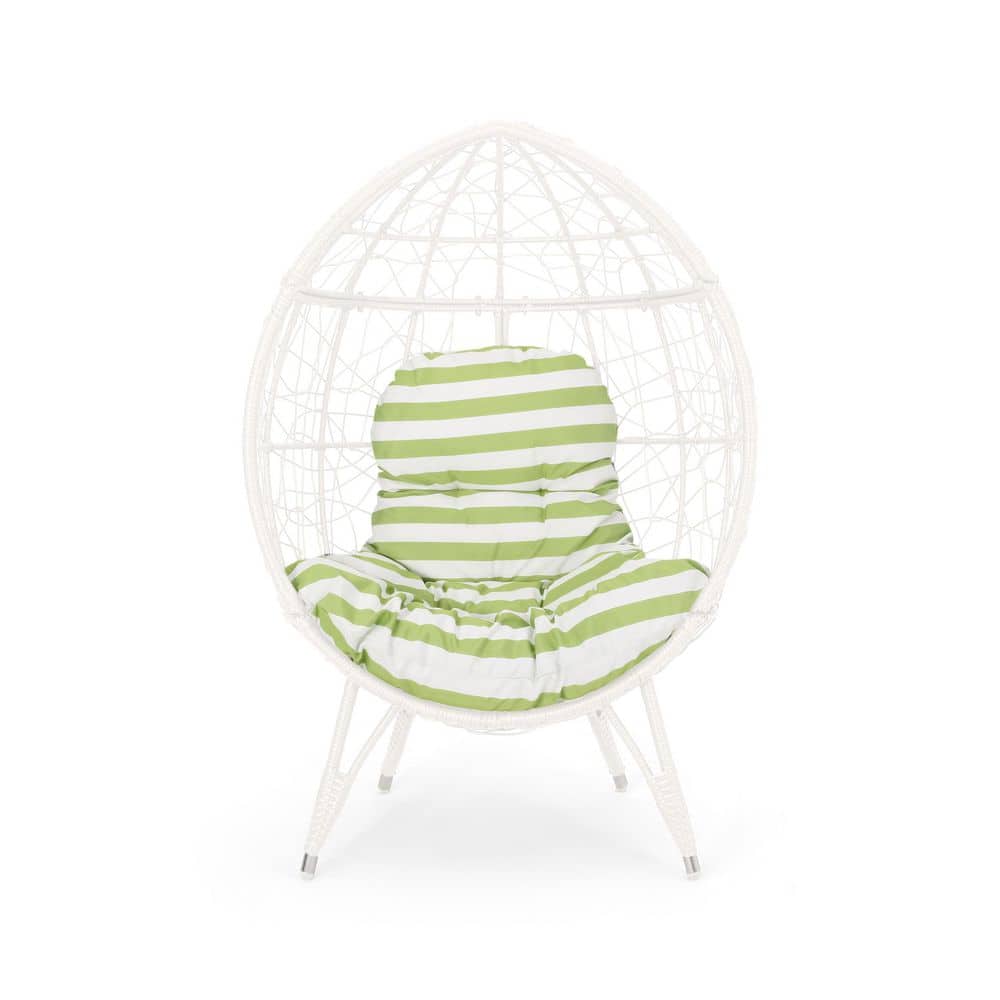 Wicker Outdoor Lounge Chair, Teardrop Egg Chair with White and Green Cushions price history on PriceWatchPro