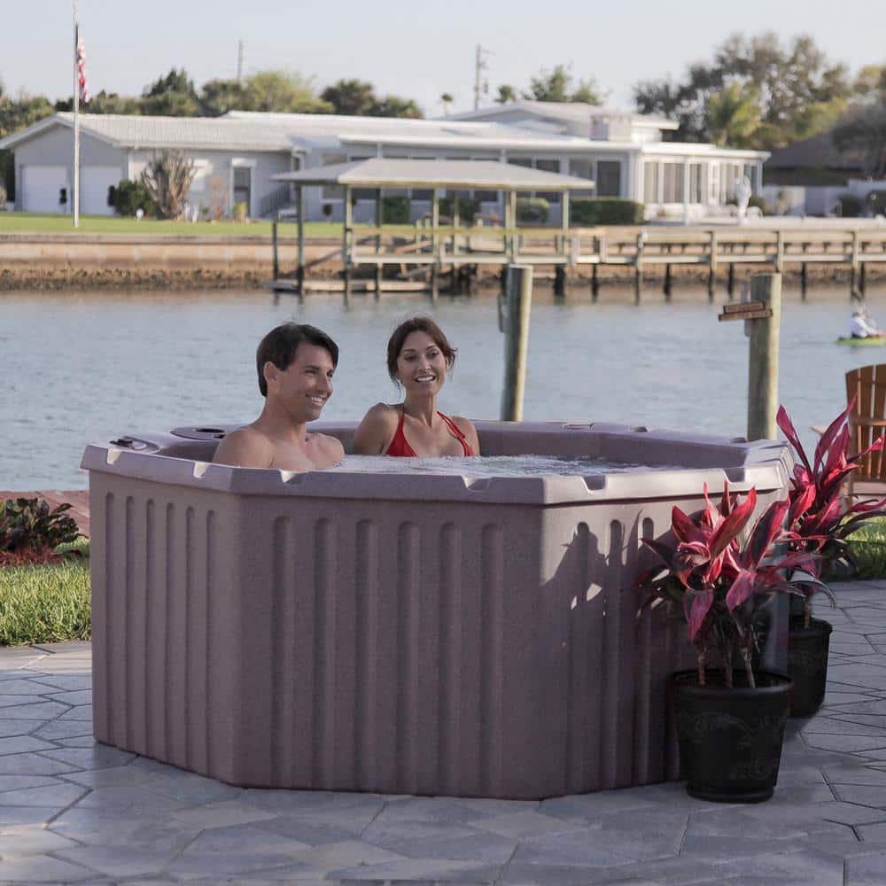 Millstone Gray 5-Person Octagon Hot Tub with 11 Jets