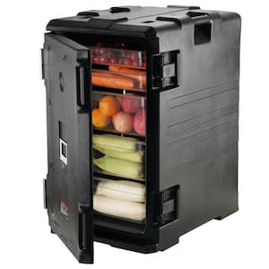 Insulated Food Pan Carrier 109 Qt. Hot Box Food Box Carrier with Double Buckles for Restaurant, Black