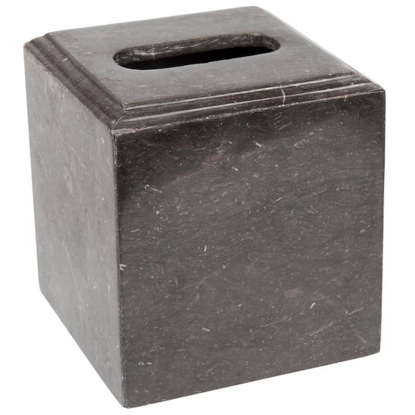 Natural Charcoal Marble Tissue Box Holder, Tissue Box Cube Cover for Bathroom Countertop Organize