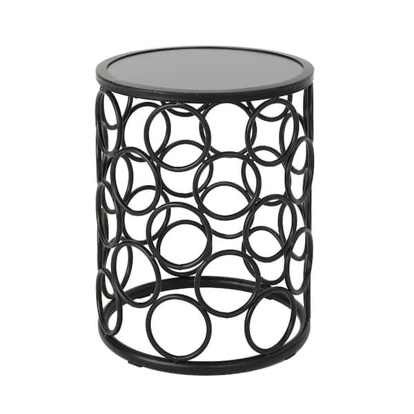 Unbranded Grey and Black Iron Metal Ceramic Tile Outdoor Side Table