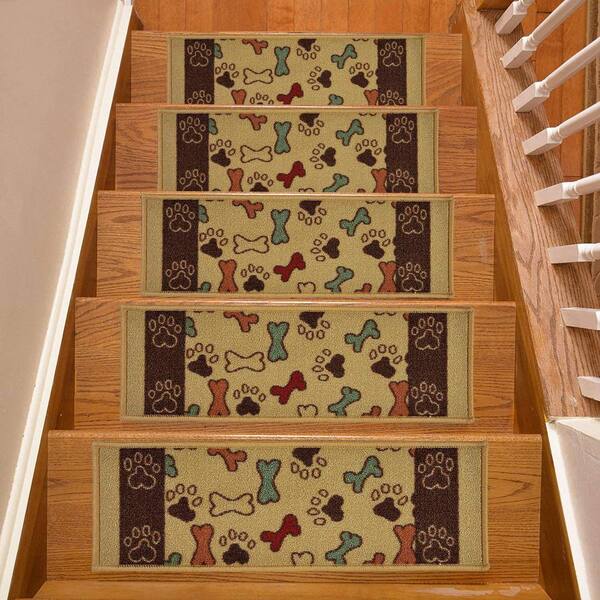 Stair Treads Set Indoor Wood Floors Non-Skid/Slip Carpet Rugs Pads Dark  Brown