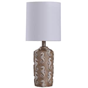21 in. Brown Table Lamp with White Styrene Shade