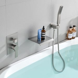 Ami Single-Handle Wall Mount Roman Tub Faucet with Hand Shower in Brushed Nickel Ceramic Disc (Valve Included)