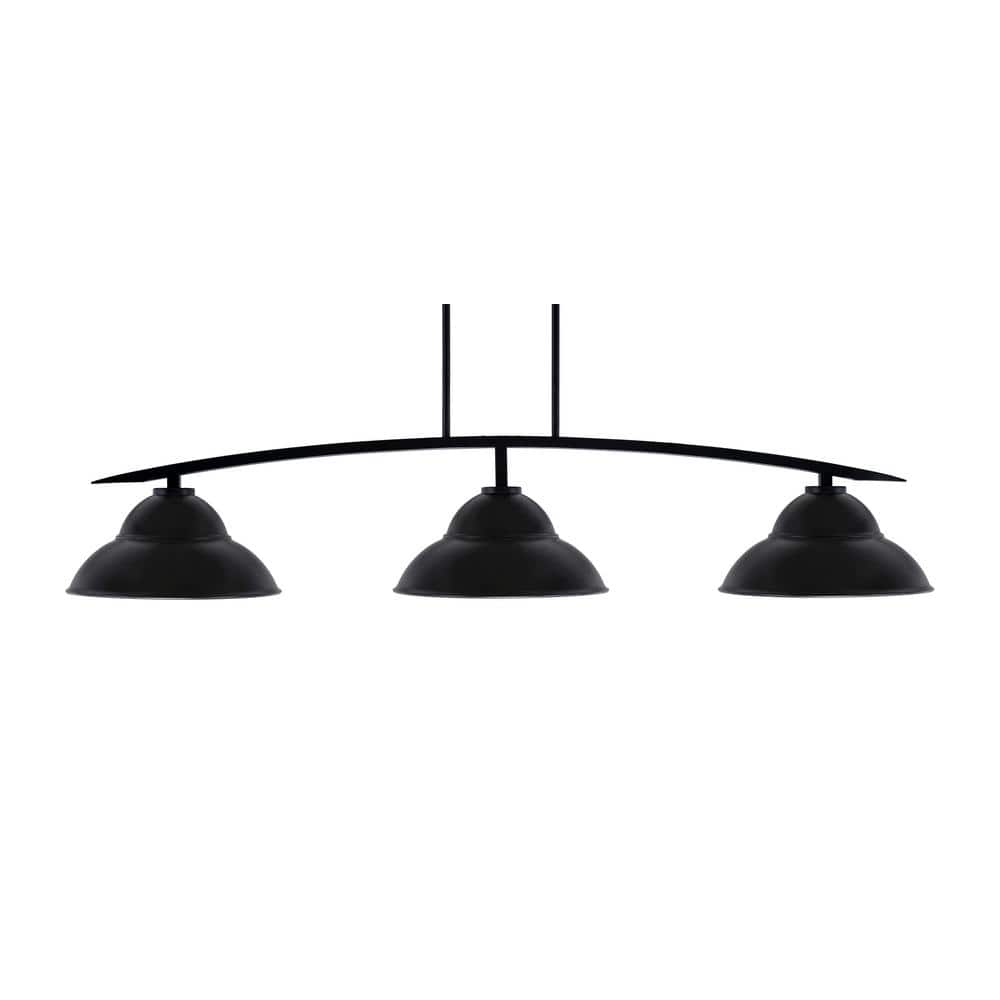 Siena 3-Light Matte Black Billiard Light with 13 in. Matte Black Metal Shad