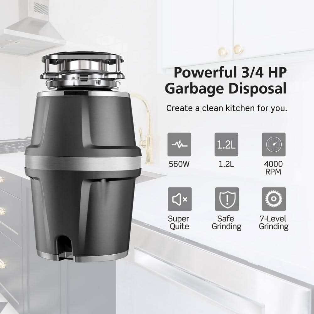 Trifecte Crusher 3/4 HP Continuous Feed Garbage Disposal with Sound  Reduction and Power Cord Kit HH-FCD-714A The Home Depot