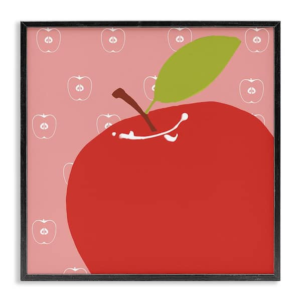 Stupell Industries Bright Apple Fruit by Daniela Santiago Black Framed Food Giclee Art Print 12 in. x 12 in.