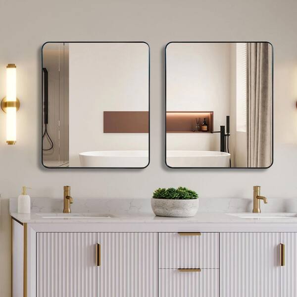 30 in. x 36 in. x 1.1 in. Black Modern Aluminum Alloy Framed