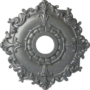 18 in. x 3-1/2 in. ID x 1-1/2 in. Riley Urethane Ceiling Medallion (Fits Canopies upto 4-5/8 in.), Platinum