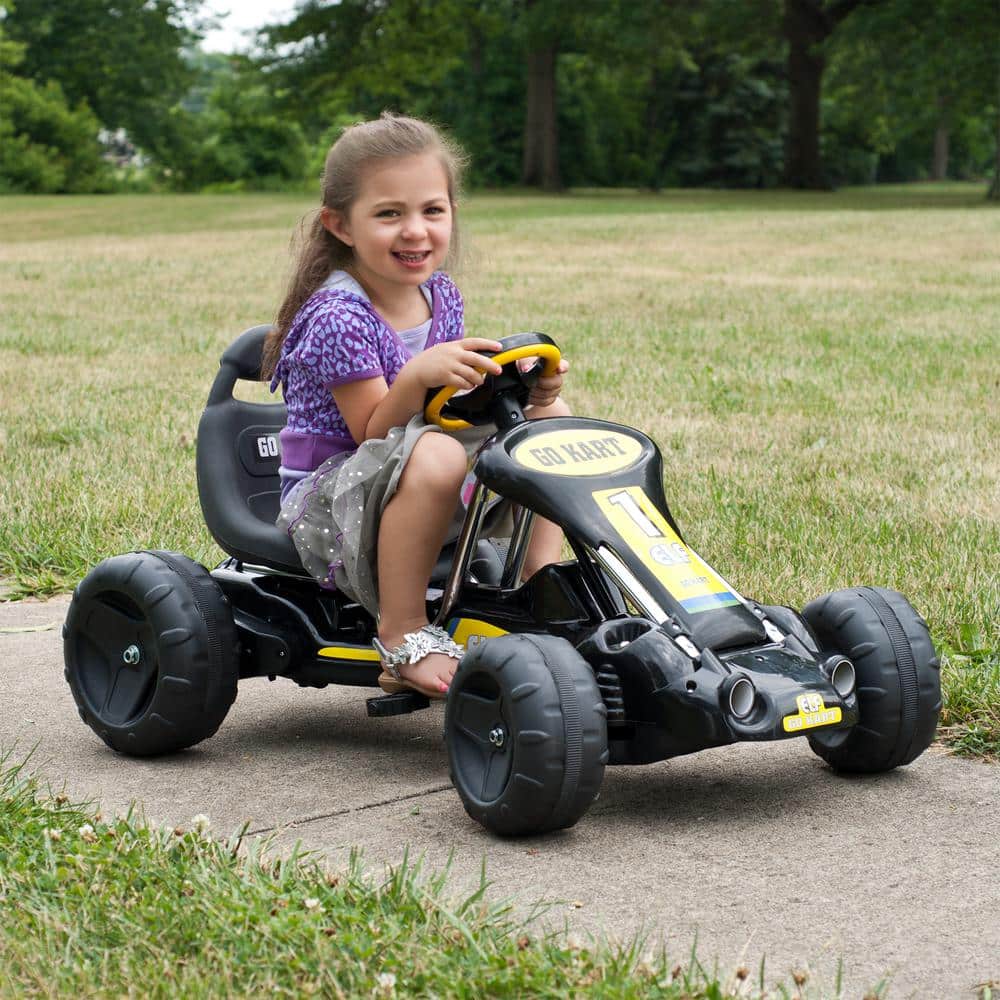 Black and Yellow 4-Wheel Pedal Go Kart for Kids