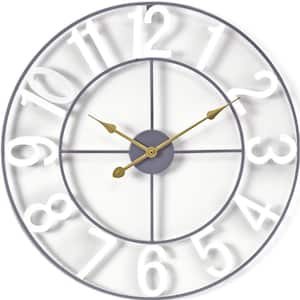 White Metal Analog Classic Numeral Wall Clock