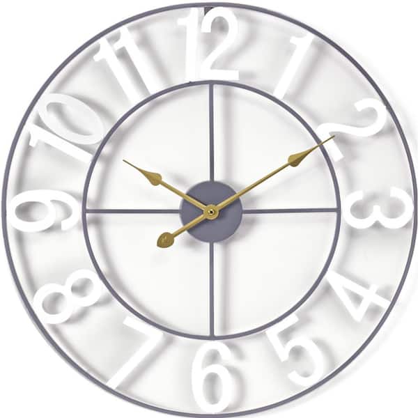 Sorbus White Metal Analog Classic Numeral Wall Clock