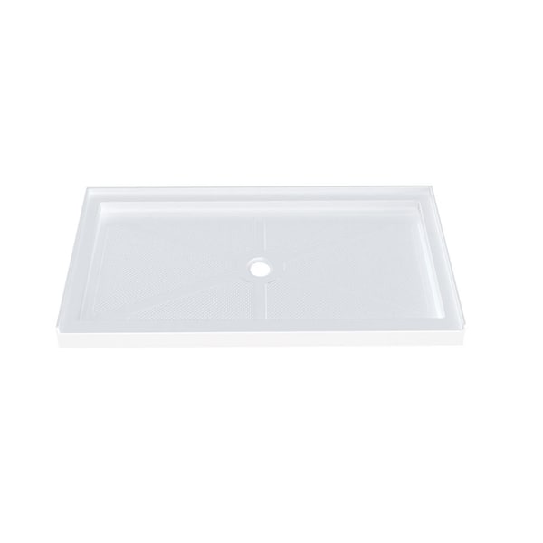 TOOLKISS 60 in. L x 32 in. W x 3 1/2 in. H Alcove Single Threshold Shower Pan Base with Center Drain in White