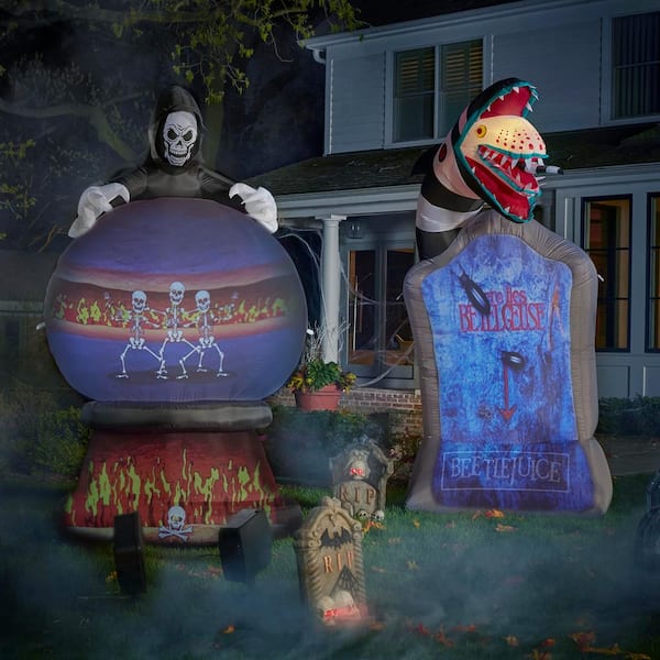 9 ft. Inflatable Living Projection Beetlejuice Tombstone WB Airblown