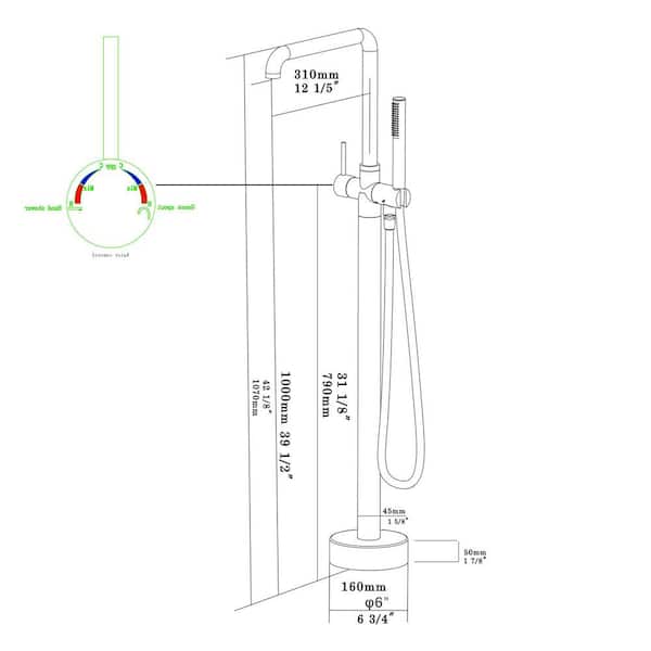 Single-Handle Freestanding Bathtub Faucet with Hand Shower in Chrome