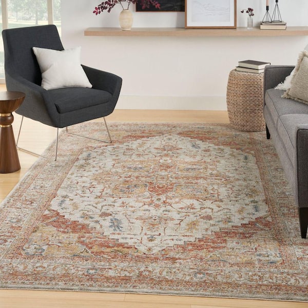 Sahar Iv/Rust 8 ft. x 10 ft. Floral Vintage Traditional Area Rug