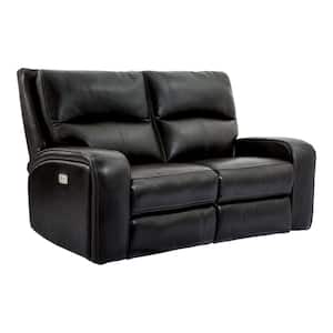 Donforto 64 in. Charcoal Leather 2-Seater Power Loveseat with Armrests