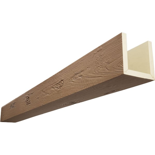 Ekena Millwork Endurathane 4 in. H x 8 in. W x 12 ft. L Knotty Pine Toffee Faux Wood Beam