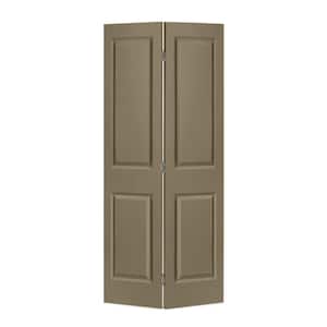 24 in. x 80 in. 2 Panel Olive Green Painted MDF Composite Hollow Core Bi-Fold Closet Door with Hardware Kit