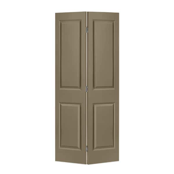 CALHOME 30 in. x 80 in. 2 Panel Olive Green Painted MDF Composite Hollow Core Bi-Fold Closet Door with Hardware Kit