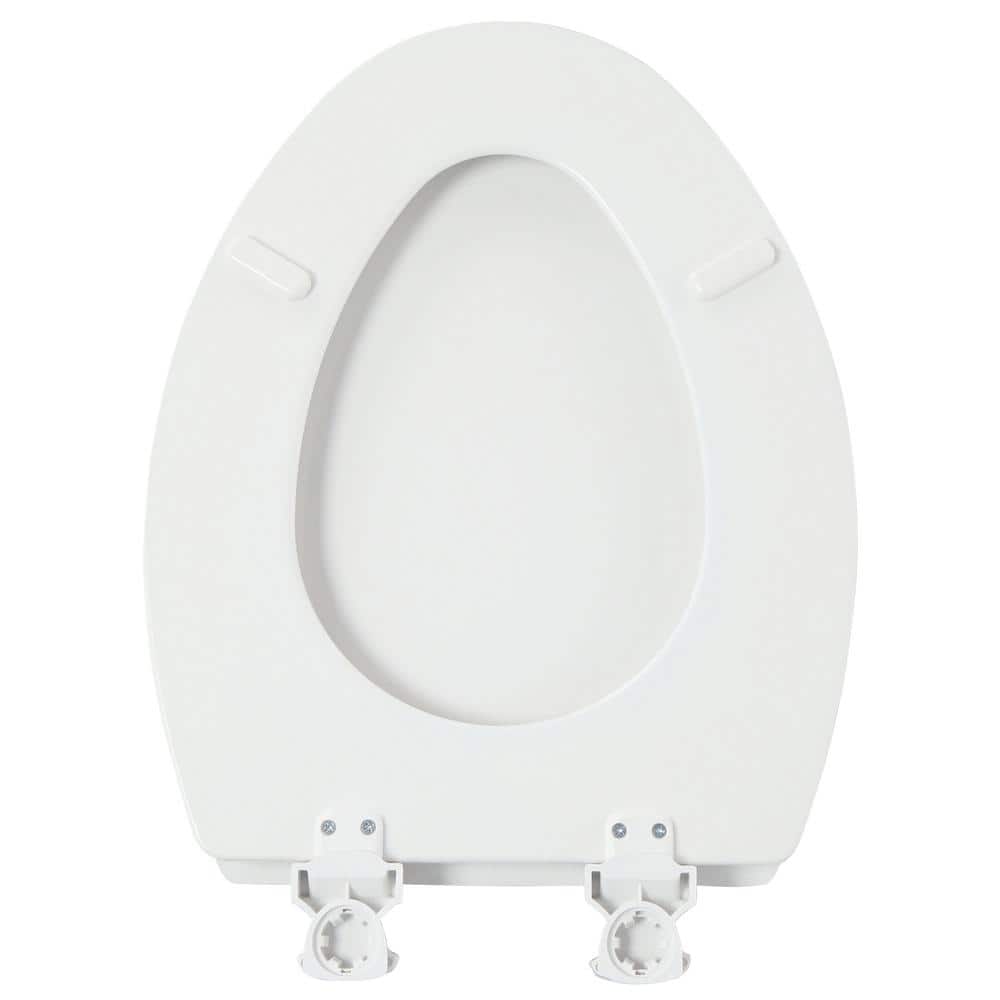 Cotton White Elongated Molded Wood Toilet Seat