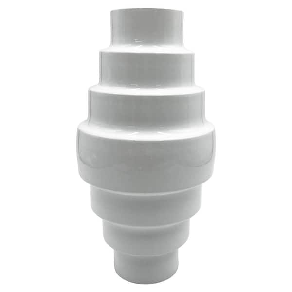 castellousa 12 in. Decorative Iron Tiered Vase in White