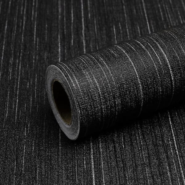Black Dimensional Grasscloth Peel and Stick Wallpaper RMK12685PLW