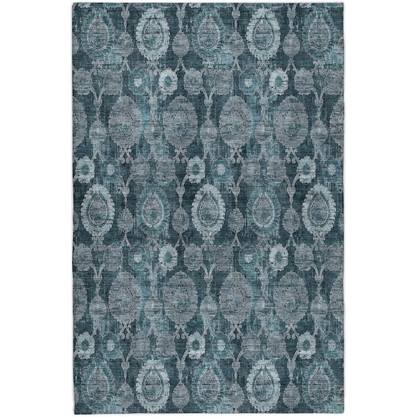 Dream Shag Premium Machine Washable Abstract ADS821 Teal 5 ft. x 7 ft. 6 in. Area Rug