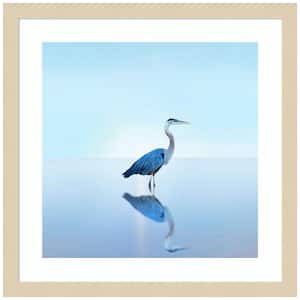 "Beachscape Heron II" by James McLoughlin 1 Piece Wood Framed Color Animal Photography Wall Art 17-in. x 17-in. .