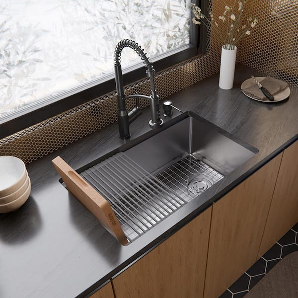 Fusion Workstation Undermount 30 in. x 18 in. Stainless Steel Single Bowl Kitchen Sink