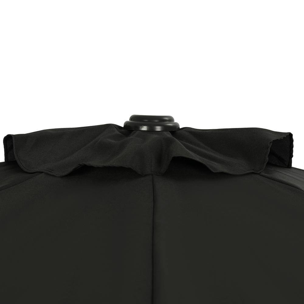 Lanai 9-ft Black Polyester Half Patio Umbrella with Steel Frame
