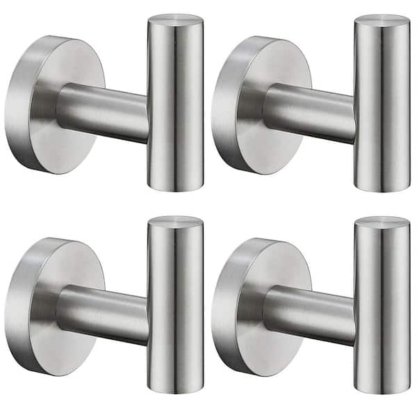 ruiling J-Hook Robe/Towel Hook in Stainless Steel Brushed Nickel (4 pack)