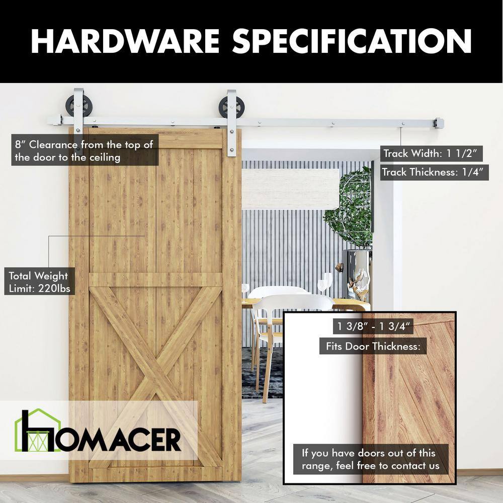 Brushed Nickel Sliding Barn Door Hardware Kit with Spoke Wheel Design
