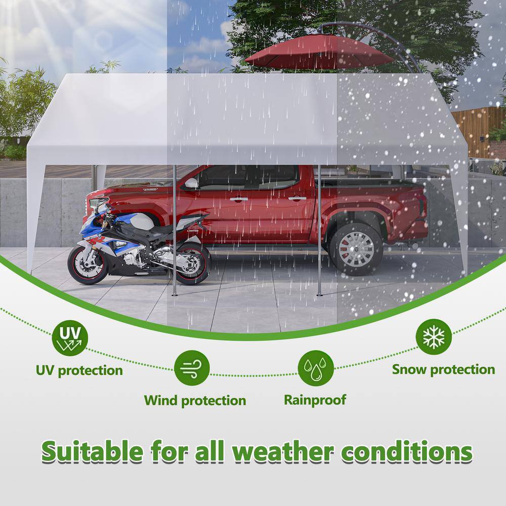 13 ft. x 20 ft. White Fabric Roof Carport with Removable Sidewalls