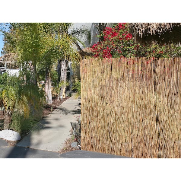 6 ft H x 16 ft L Coffee Peeled Bamboo Reed Fencing Backyard Garden Fence 2 Pack 