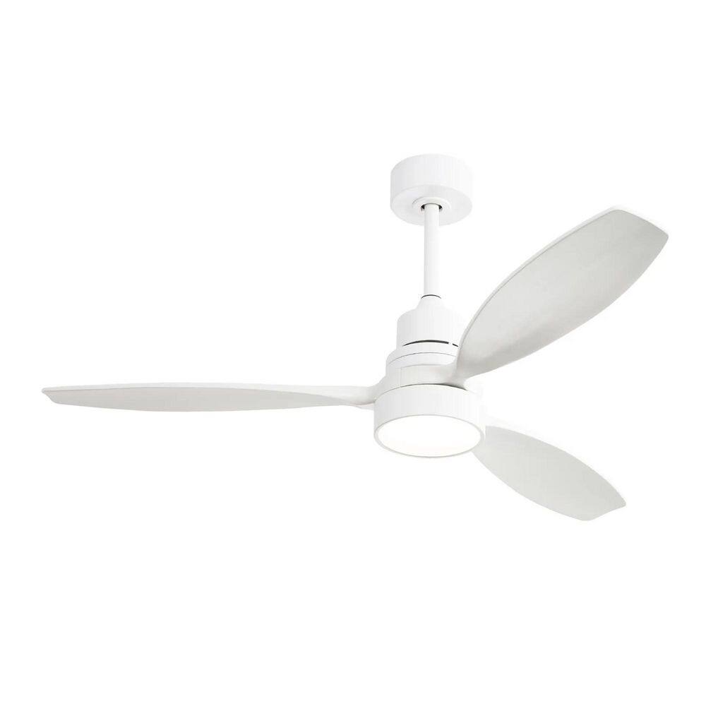 52 in. Downrod Mount Wooden Ceiling Fan, White, 3 Solid Wood Blades, Remote Control, Reversible DC Motor, LED Light price history on PriceWatchPro