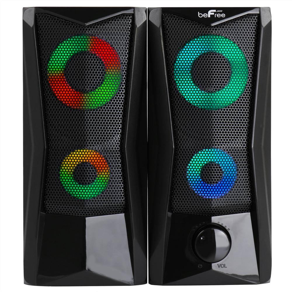 Computer Speakers For Desktop Monitor, B Powered PC Speakers With RGB Light, PC Gaming Speaker With 3.5mm Aux-in, Powerful Stereo Sound, Knob Volume Control Speakers For Desktop PC Laptop Monitor
