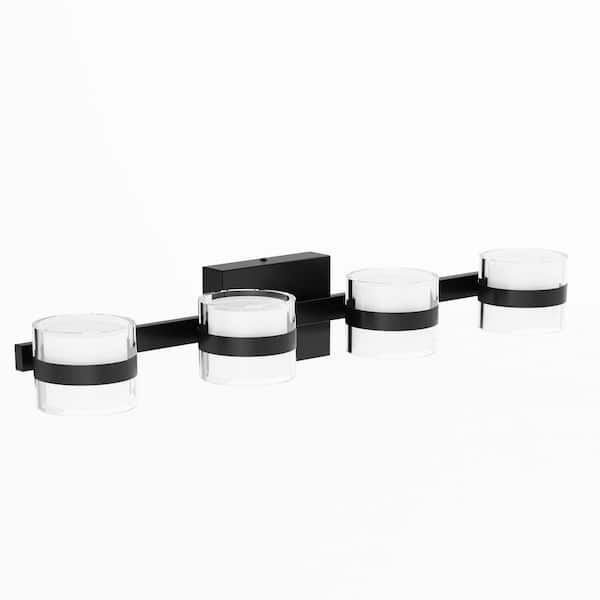 Austin 27.5 in. 4-Light Modern Black Integrated LED Dimmble 3-CCT Vanity Light