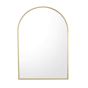 Archie 24 in. W x 36 in. H Large Arched Water Proof Aluminum Framed Wall Bathroom Vanity Mirror in Matte Gold