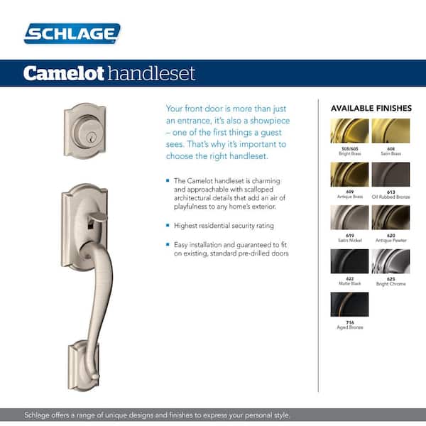 Schlage Camelot Matte Black Single Cylinder Door Handleset with Plymouth  Knob F60 G CAM 622 PLY The Home Depot